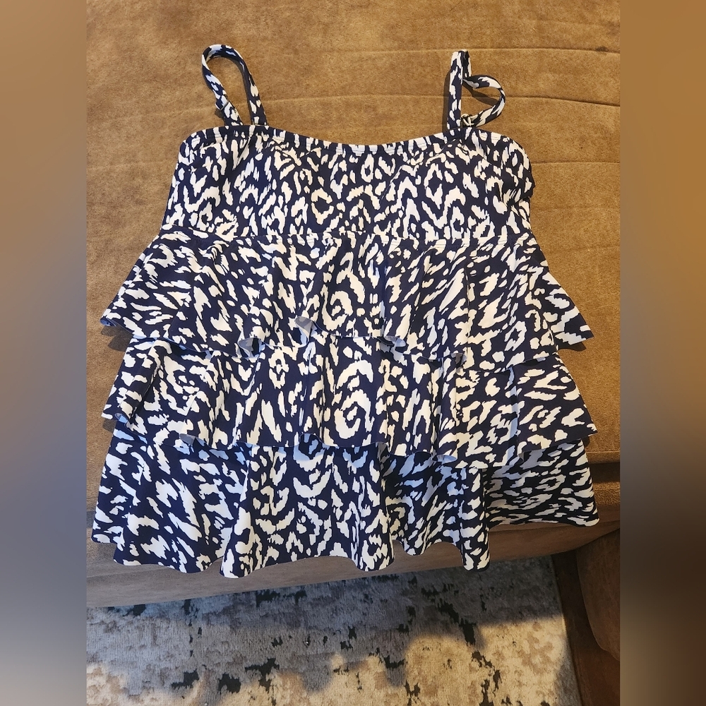 Island Escape printed tiered tankini,size 10 NWOT